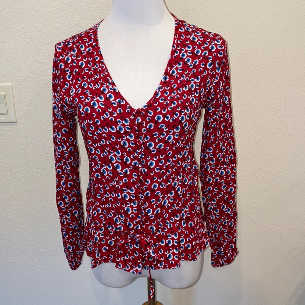 Rails Beaux Top In Red Floral Xs - image 1